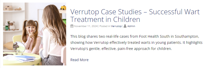 Verrutop case studies - successful wart treatment blog